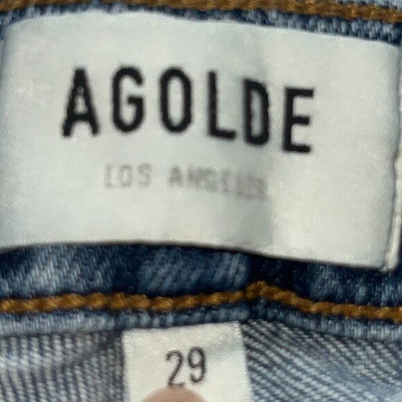 AGOLDE LOS ANGELES SOPHIE CHEWED HEM ORGANICALLY GROWN COTTON BLEND BLUE JEAN 29 - Picture 2 of 11